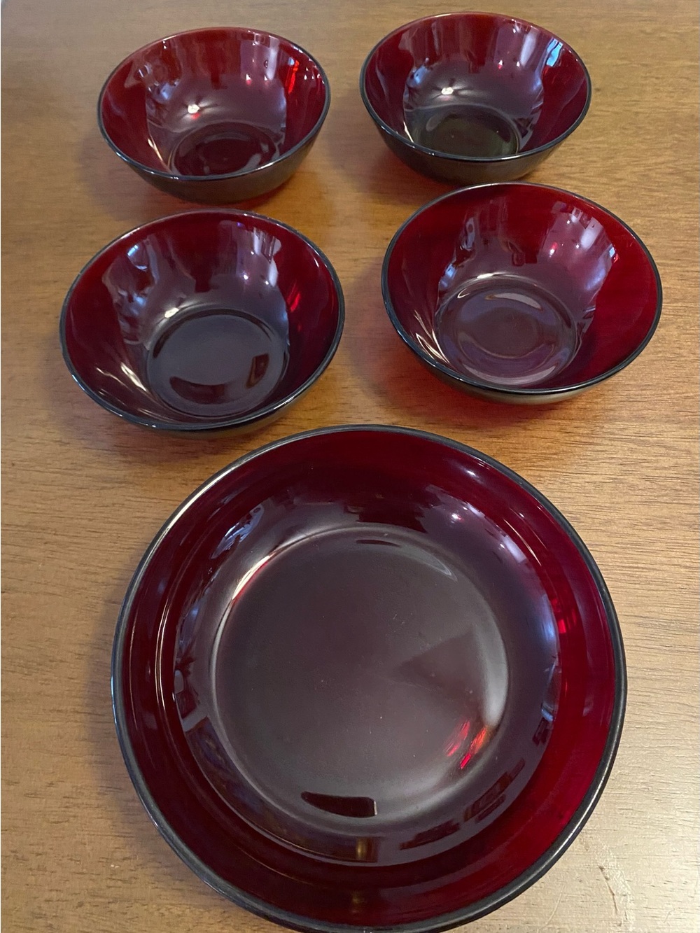 Anchor Hocking Royal Ruby Red Glass Bowls - Set of 5